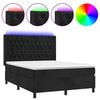 vidaXL Cama box spring colch&oacute;n y LED terciopelo negro 140x200 cm