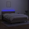 vidaXL Cama box spring colch&oacute;n y luces LED tela gris taupe 140x200 cm