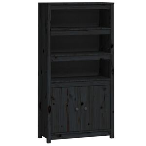vidaXL Aparador alto madera maciza de pino negro 80x35x154 cm