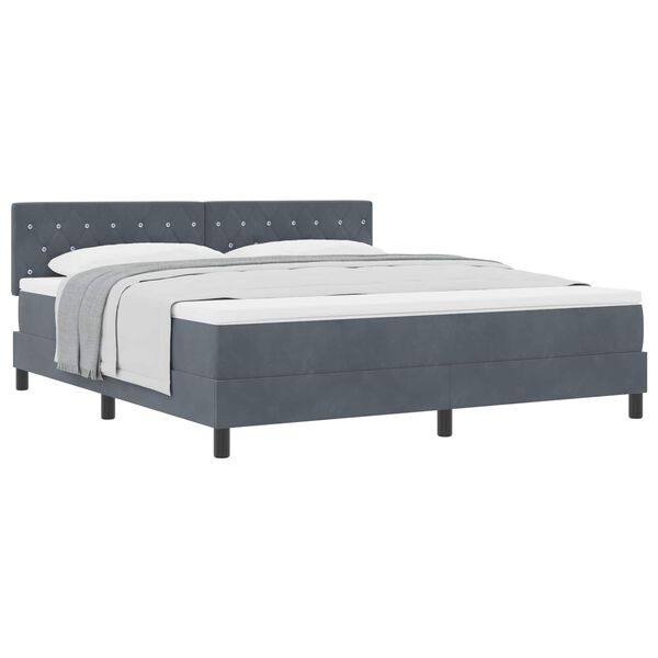 vidaXL Cama tipo Box Spring Gris oscuro 180 x 200 cm Terciopelo
