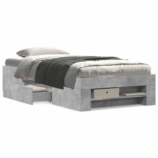 vidaXL Estructura de cama madera de ingenier&iacute;a gris hormig&oacute;n 100x200cm