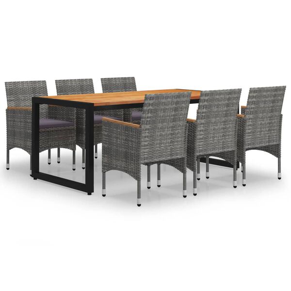 vidaXL Juego de comedor para jard&iacute;n de 7 piezas gris