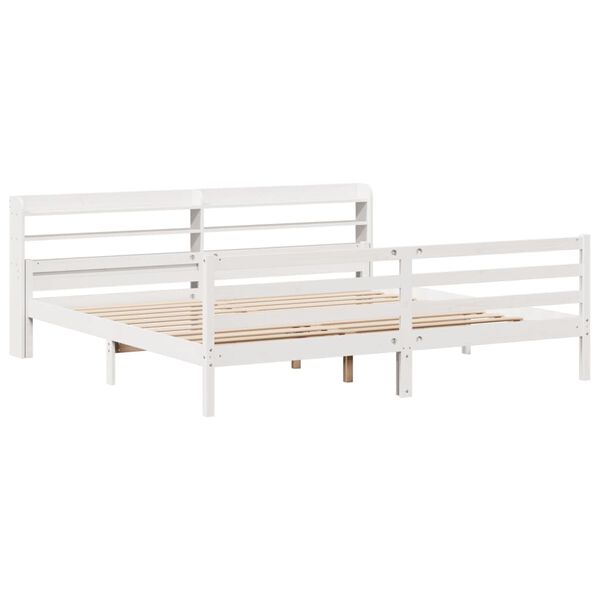 vidaXL Estructura de cama con cabecero sin colch&oacute;n blanco 200x200 cm