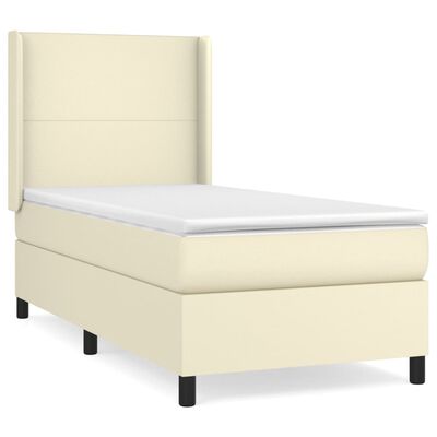 vidaXL Cama box spring con colchón cuero sintético crema 90x190 cm