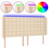vidaXL Cabecero con LED de tela color crema 203x16x118/128 cm