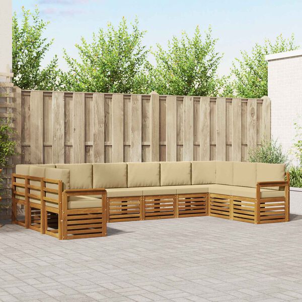 vidaXL Conjunto de Sof&aacute; Seccional con coj&iacute;n 10 pcs Natural y Beige