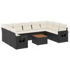 vidaXL Set de sof&aacute;s de jard&iacute;n 10 pzas cojines rat&aacute;n sint&eacute;tico negro