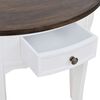 vidaXL Mesa consola semicircular con cajón blanca y superficie marrón