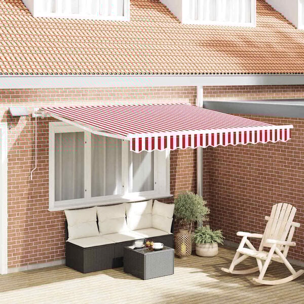 vidaXL Toldo Retr&aacute;ctil Manual Rojo y 350 x 250 cm Tela y acero