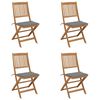 vidaXL Sillas plegables 4 uds y cojines madera maciza acacia
