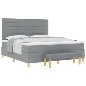 vidaXL Cama tipo Box Spring con colch&oacute;n Gris Claro 180 x 200 cm tela