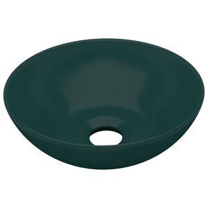 vidaXL Lavabo de cuarto de ba&ntilde;o redondo cer&aacute;mica verde oscuro