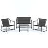 vidaXL Juego muebles de jard&iacute;n 4 pzas y cojines acero gris antracita