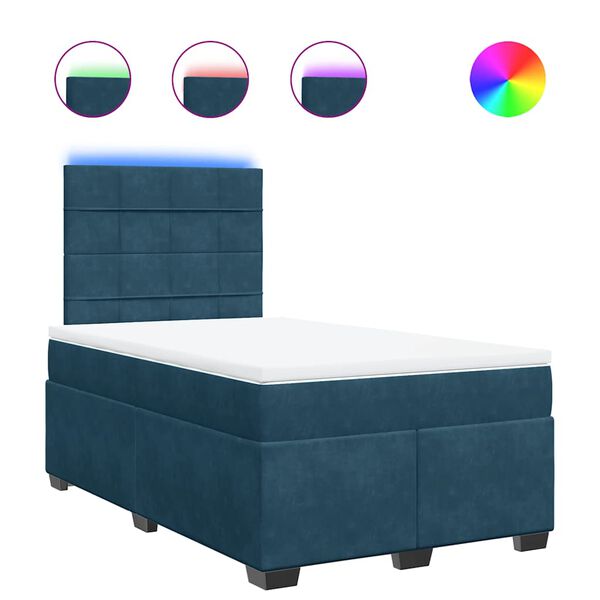 vidaXL Cama box spring con colch&oacute;n terciopelo azul 120x190 cm