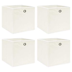 vidaXL Cajas de almacenaje 4 uds tela blanco 32x32x32 cm