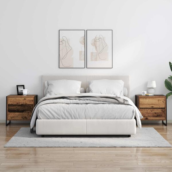 vidaXL Mesa de Noche con caj&oacute;n Madera Vieja 50 x 39.5 x 50 cm