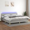 vidaXL Cama box spring con colch&oacute;n tela y LED gris claro 200x200 cm