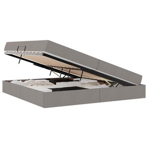 vidaXL Cama con almacenamiento y colch&oacute;n Taup&eacute; 200 x 200 cm Poli&eacute;ster