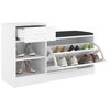 vidaXL Banco zapatero de madera contrachapada blanco 94,5x31x57 cm