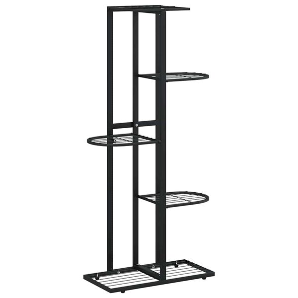 vidaXL Soporte de flores de 5 estantes de metal negro 43x22x98 cm