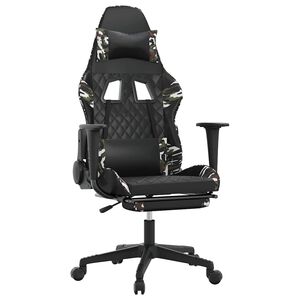 vidaXL Silla gaming con reposapi&eacute;s cuero sint&eacute;tico negro camuflaje