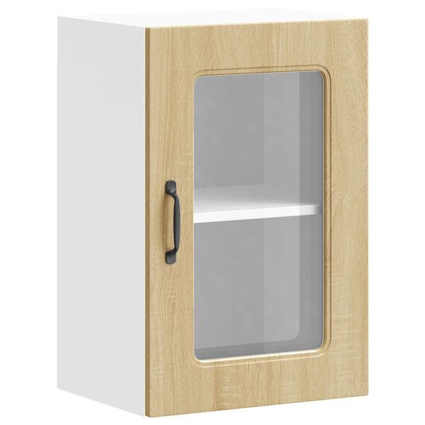 vidaXL Armario de cocina de pared con puerta de cristal "Kalmar" de, roble Sonoma, madera de ingenier&iacute;a