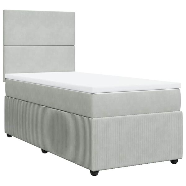 vidaXL Cama box spring con colch&oacute;n terciopelo gris claro 80x200 cm