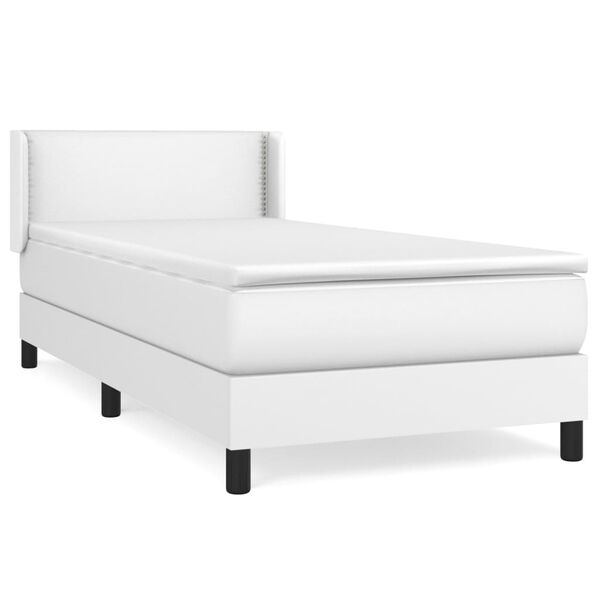 vidaXL Cama box spring con colch&oacute;n cuero sint&eacute;tico blanco 90x190 cm