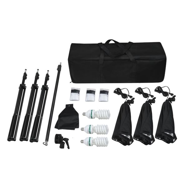 vidaXL Kit de estudio fotográfico con focos softbox y telón de fondo