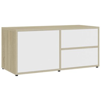 vidaXL Mueble para TV madera contrachapada blanco y roble 80x34x36 cm