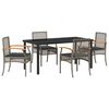 vidaXL Conjunto de Comedor de Jard&iacute;n 5 uds. Gris y Negro Rat&aacute;n