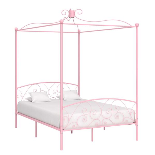 vidaXL Estructura cama con dosel sin colchón metal rosa 140x200 cm