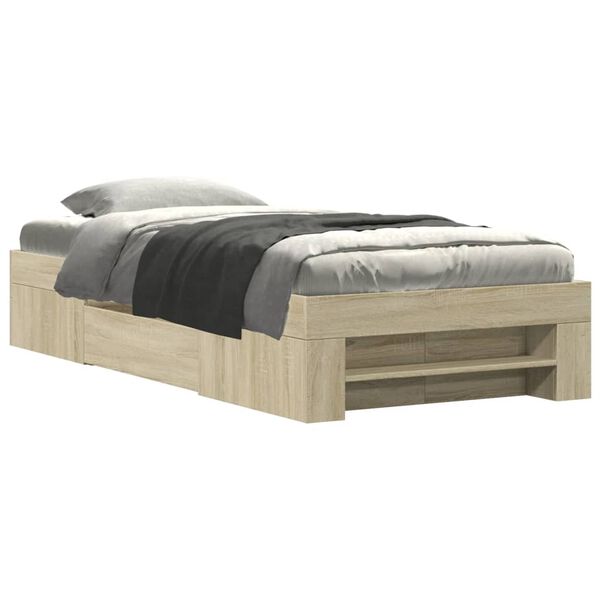 vidaXL Estructura de cama sin colchón madera roble Sonoma 90x190 cm