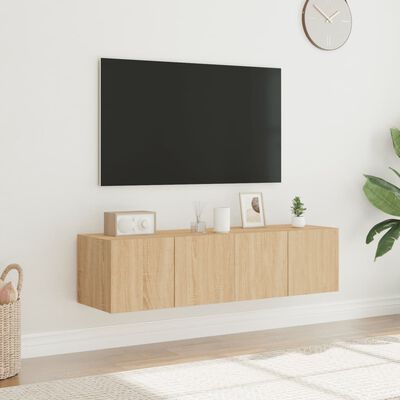 vidaXL Muebles de TV de pared luces LED 2 uds roble Sonoma 60x35x31 cm