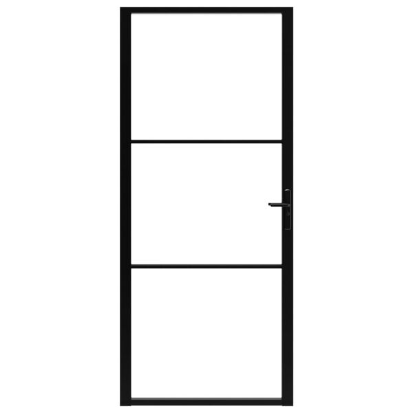 vidaXL Puerta interior vidrio ESG y aluminio negro 102,5x201,5 cm