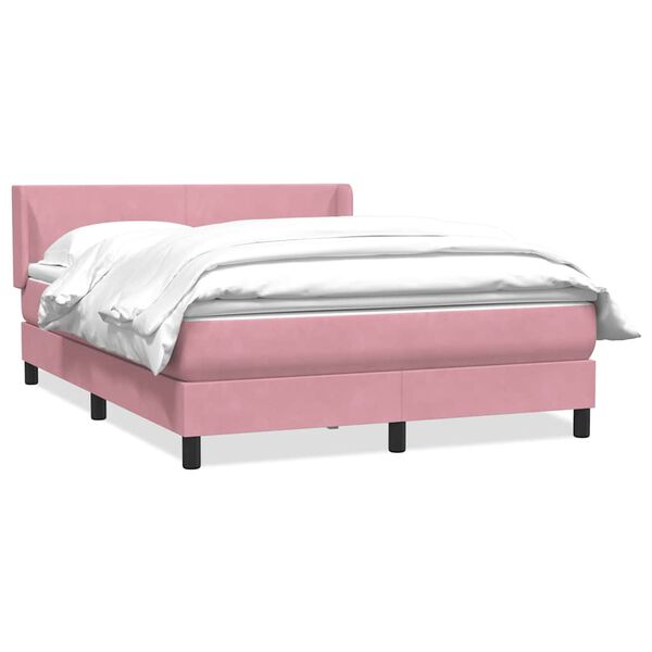 vidaXL Cama box spring con colch&oacute;n terciopelo rosa 140x210 cm