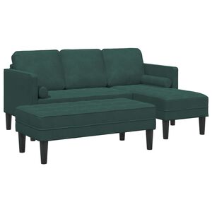 vidaXL Juego de Sof&aacute; 2 uds. Verde oscuro Poli&eacute;ster