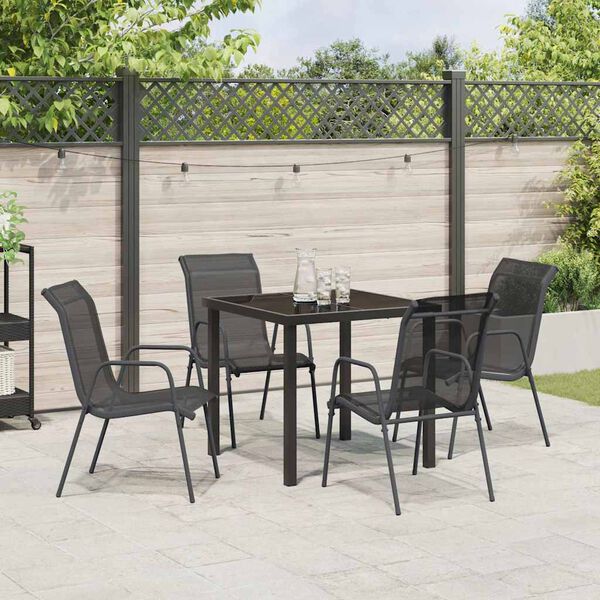 vidaXL Conjunto de Comedor de Jard&iacute;n 5 pcs Negro