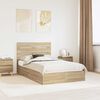 vidaXL Cama con almacenamiento con cabecera Roble Sonoma 135 x 190 cm