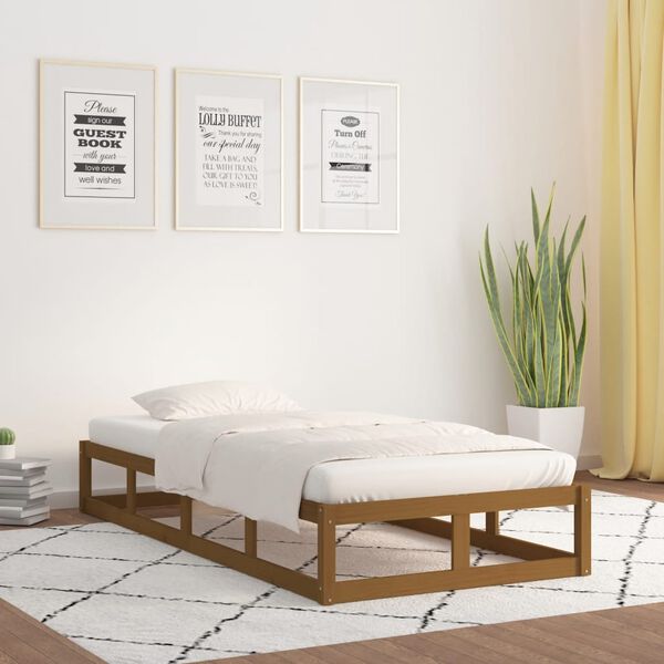 vidaXL Estructura de cama de madera maciza marr&oacute;n miel 100x200 cm