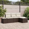 vidaXL Conjunto de sof&aacute; de jard&iacute;n 4 pcs Marr&oacute;n rat&aacute;n sint&eacute;tico