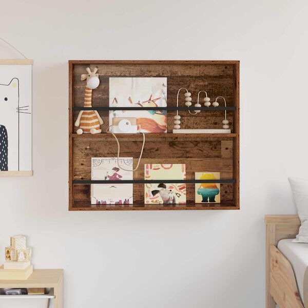 vidaXL Estante de revistas con estante Madera vieja 80 x 12 x 70 cm