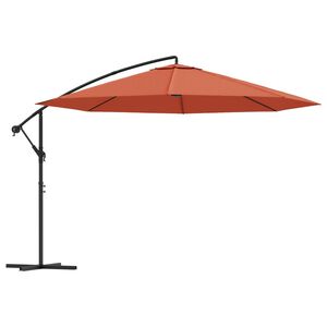 vidaXL Sombrilla voladiza con poste de aluminio terracota 350 cm