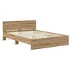 vidaXL Estructura de cama con cabecera Roble artesanal 135 x 190 cm