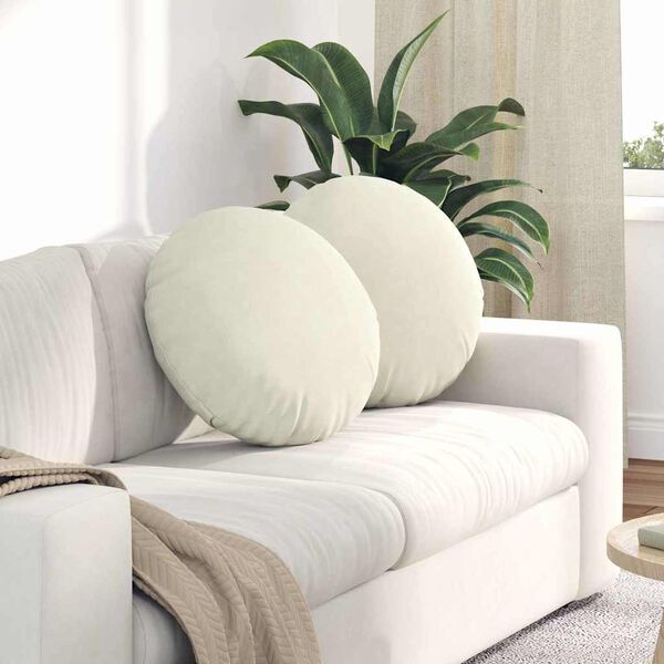 vidaXL Cojines para asiento 2 pcs Crema &Oslash; 40 x 13 cm Terciopelo