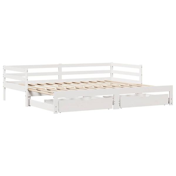 vidaXL Sof&aacute; cama nido con cajones sin colch&oacute;n blanco 90x200 cm