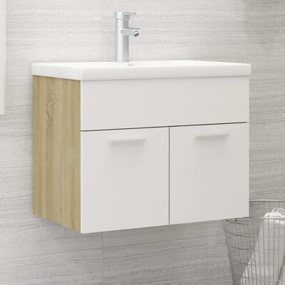 vidaXL Mueble con lavabo madera de ingeniería blanco y roble Sonoma