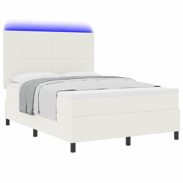 vidaXL Cama tipo Box Spring Manual Crema y Blanco 203 x 144 x 128 cm