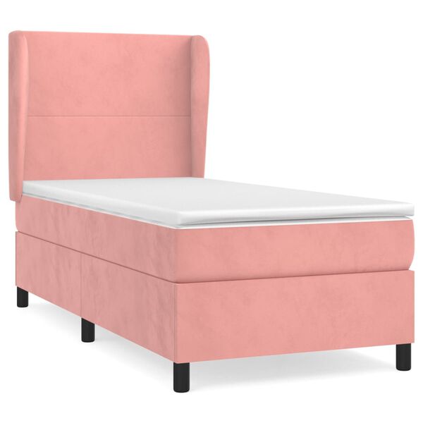 vidaXL Cama box spring con colch&oacute;n terciopelo rosa 90x200 cm