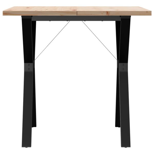 vidaXL Mesa de comedor marco Y madera maciza pino y acero 80x80x75,5cm